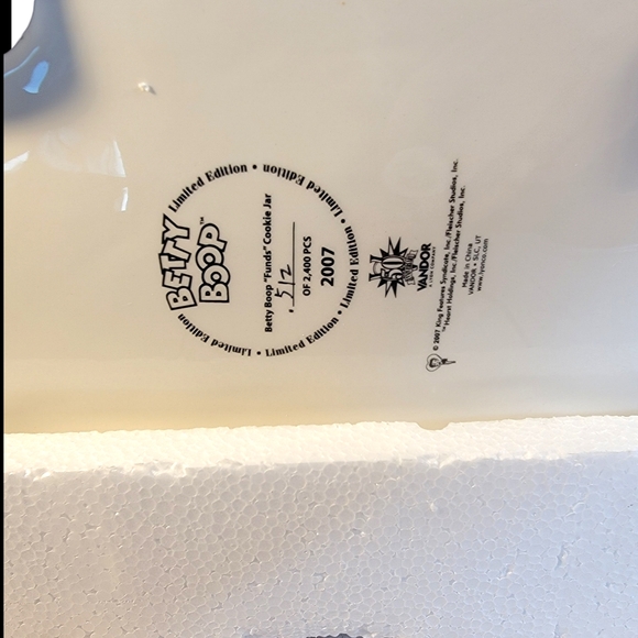 BETTY BOOP CAB CO LIMITED VANDOR 2007 CERAMIC COOKIE JAR 9" X 13" X 8'' RARE NIB - Picture 14 of 16